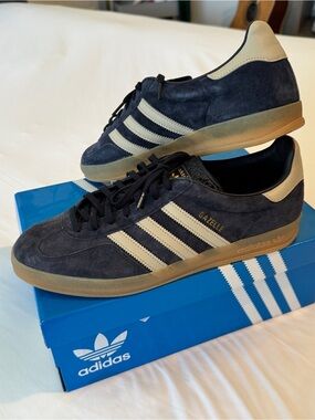 adidas Gazelle Men’s Suede Sneakers in Navy and Cream